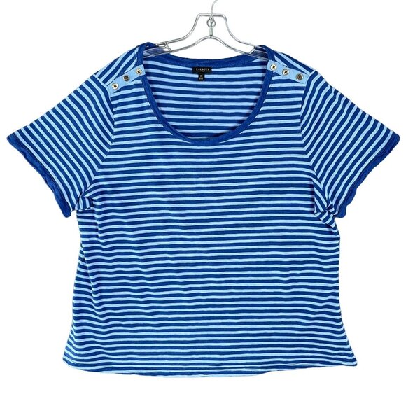 Talbots Top Womens 2X Blue Striped Nautical Sailor Stretch Casual Office Norm - Picture 3 of 16